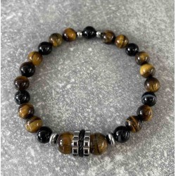 Bracelet oeil de tigre et Onyx noir