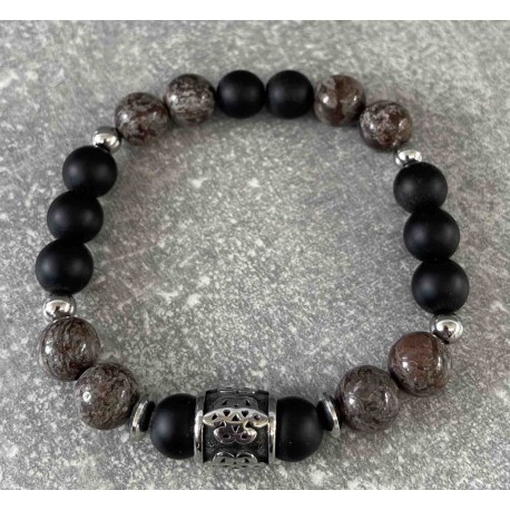 Bracelet en obsidienne et onyx mat