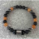 Bracelet en aventurine rouge et en pierre de lave