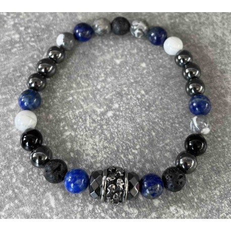 Bracelet en Hématite et Lapis Lazuli