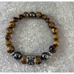 Bracelet en oeil de tigre et hématite