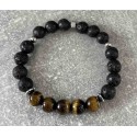 Bracelet en oeil de tigre et pierre de lave
