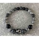 Bracelet en jaspe gris et larvikite