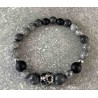 Bracelet en jaspe gris et larvikite