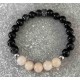 Bracelet en aventurine rose et en onyx noir