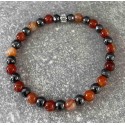 Bracelet en agate rouge orangé et en hématite