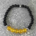 Bracelet en pierre de lave et calcédoine jaune