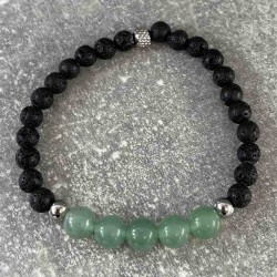 Bracelet en pierre de lave et aventurine verte