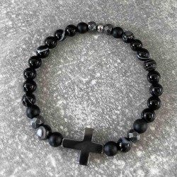 Bracelet en hématite et onyx