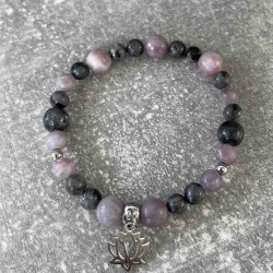 Bracelet en améthyste et jaspe violet