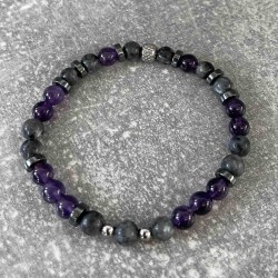 Bracelet en améthyste et larvikite