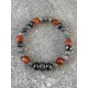 Bracelet en jaspe gris et agate rouge feu
