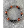Bracelet en jaspe gris et agate rouge feu