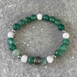 Bracelet en Howlite et agate verte