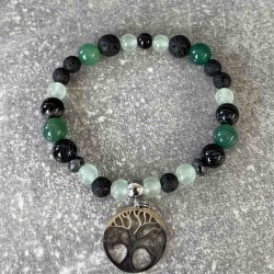 Bracelet en agate verte et calcédoine verte