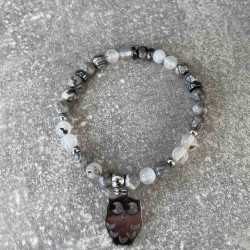 Bracelet en jaspe gris et Sardonyx