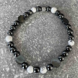 Bracelet en Howlite et hématite