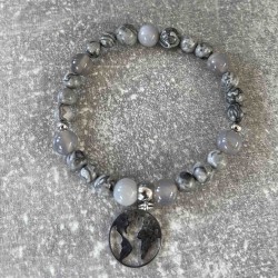 Bracelet en jaspe gris et agate grise