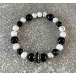 Bracelet Howlite et onyx noir