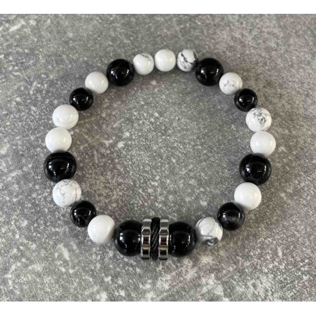 Bracelet Howlite et onyx noir