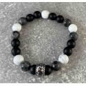 Bracelet Onyx mat et Larvikite