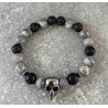 Bracelet en jaspe gris et pierre de lave