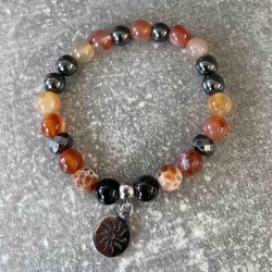 Bracelet en agate roufeu et agate rouge