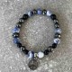 Bracelet en sodalite, onyx mat et hématite