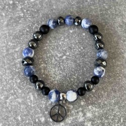 Bracelet en sodalite, onyx mat et hématite