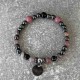 Bracelet en rhodonite, lépidolite et onyx noir