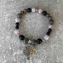 Bracelet en obsidienne, jaspe violet et onyx mat