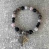 Bracelet en obsidienne, jaspe violet et onyx mat