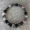 Bracelet en onyx noir,jaspe violet et hématite