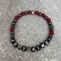 Bracelet en calcédoine rouge et hématite