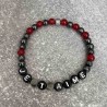 Bracelet en calcédoine rouge et hématite