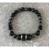Bracelet en Larvikite, pierre de lave et hématite