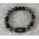 Bracelet en Obsidienne et pierre de lave