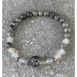 Bracelet en jaspe gris et sardonyx