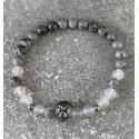 Bracelet en jaspe gris et sardonyx