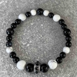 Bracelet en Howlite et onyx noir