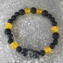 Bracelet en Pierre de lave, calcédoine et larvikite