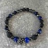 Bracelet en hématite, pierre de lave et lapis lazuli