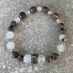 Bracelet en Saronyx et obsidienne