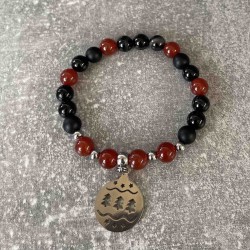 Bracelet en cornaline et onyx