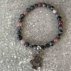 Bracelet en Hématite, larvikite et jaspe violet