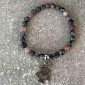 Bracelet en Hématite, larvikite et jaspe violet