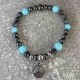 Bracelet en Hématite, amazonite et larvikite