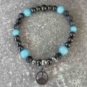 Bracelet en Hématite, amazonite et larvikite