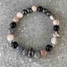 Bracelet en jaspe gris et jaspe zèbre rose