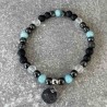 Bracelet en Pierre de lave, amazonite et quartz blanc